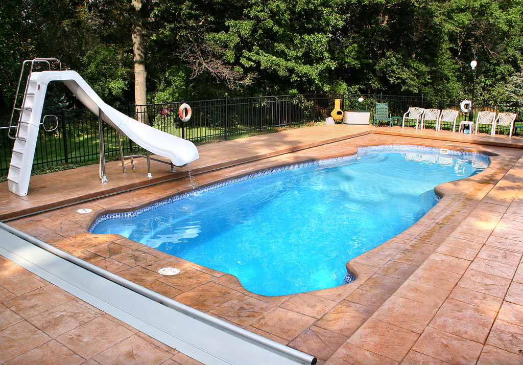 Image of Residential In-ground Fiberglass Pool with equipment in Ontario